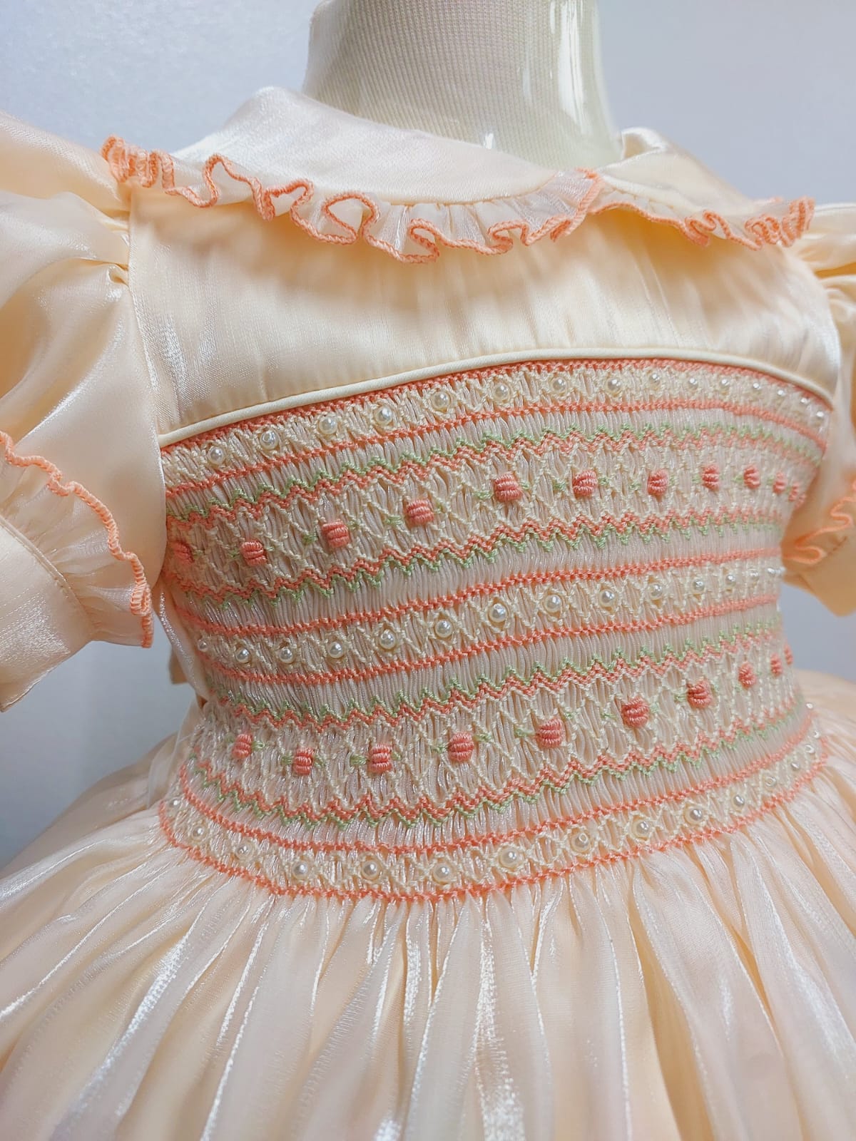 Peach Silk with Pearls