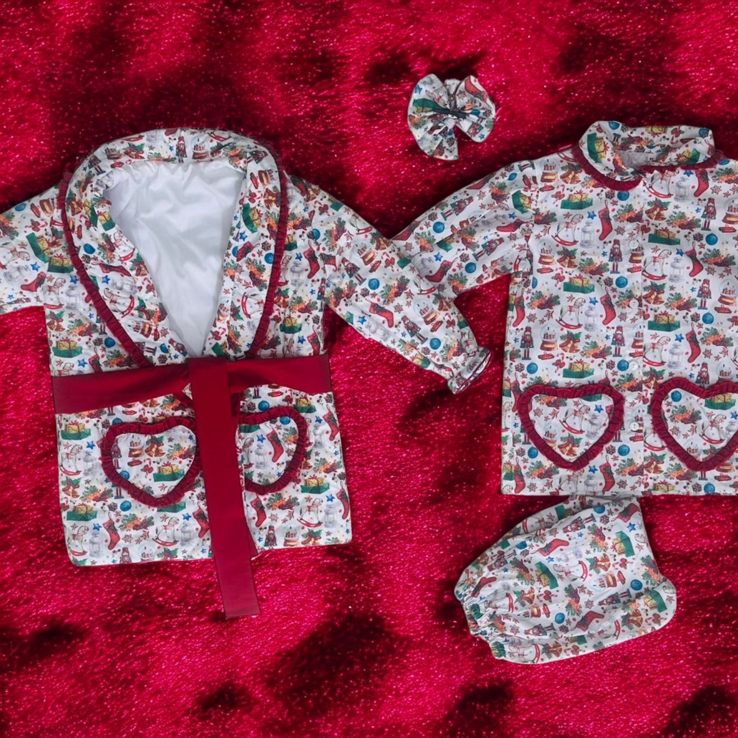 Girls Christmas jarmas and matching quilted dressing coat ( got matching boys set available ) PRE ORDER HERE IN 2 WEEKS