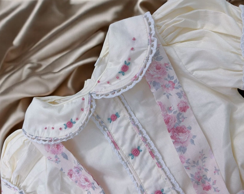 Girls floral romper with smocked waistband and cream shirt ( got matching dress available?