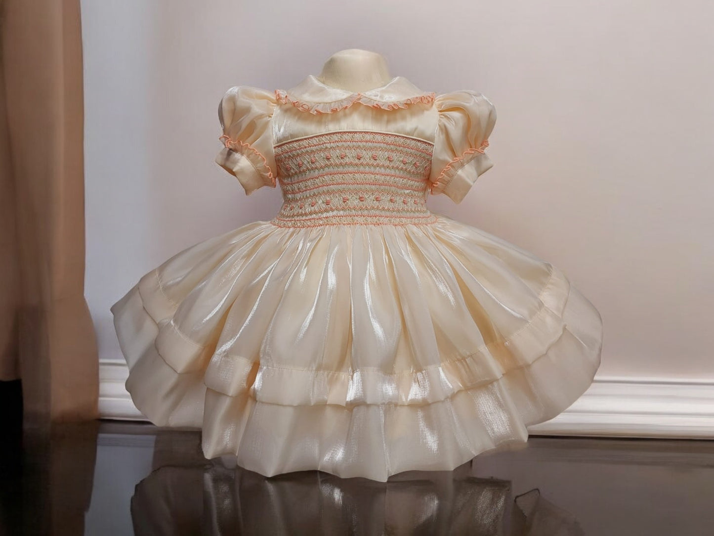 Peach Silk with Pearls