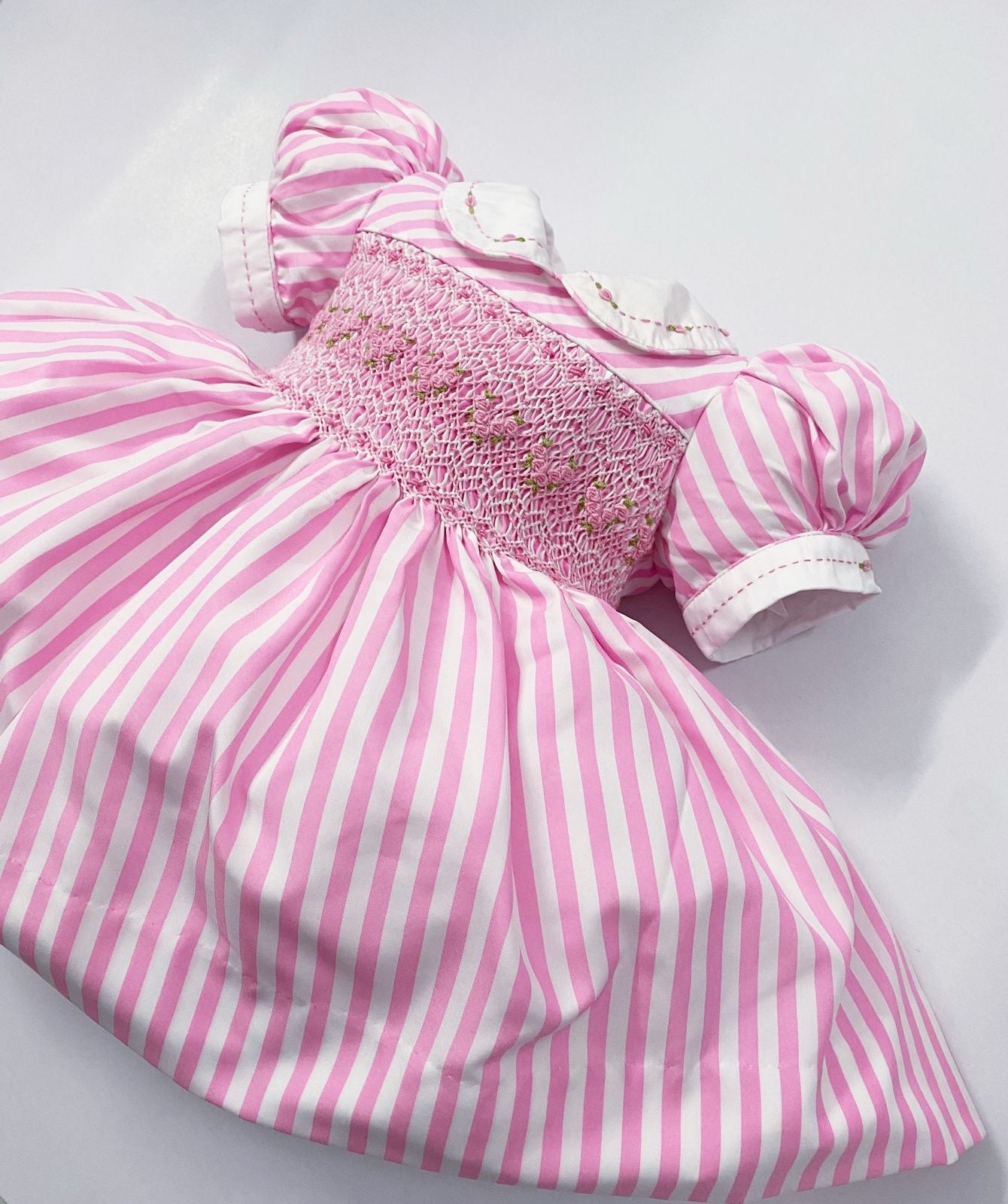 Pink luxe stripe smocked dress ( matching romper available )