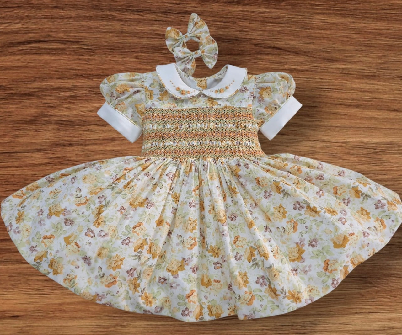Autumn floral smocked back and front
