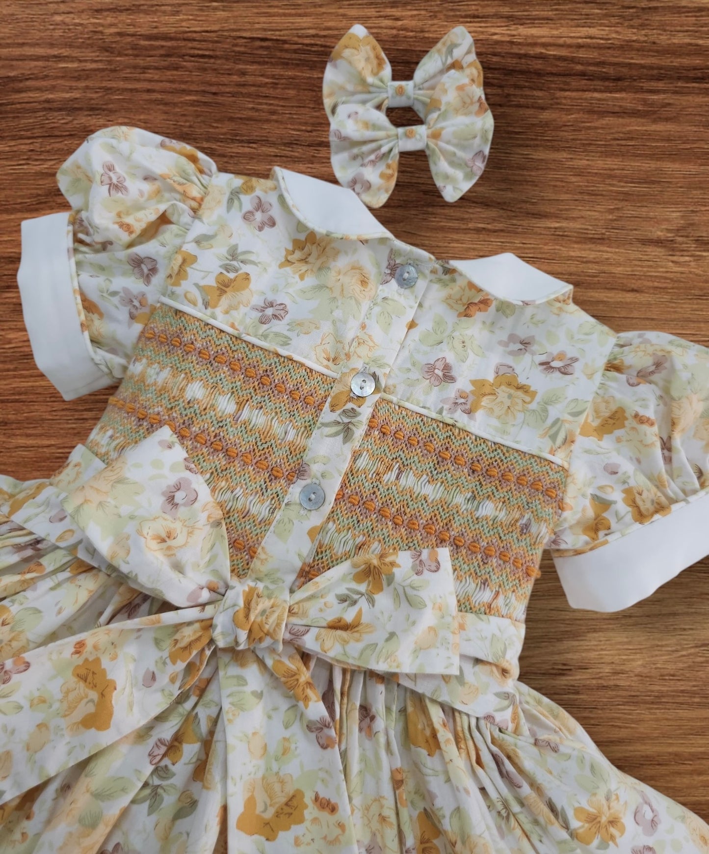 Autumn floral smocked back and front