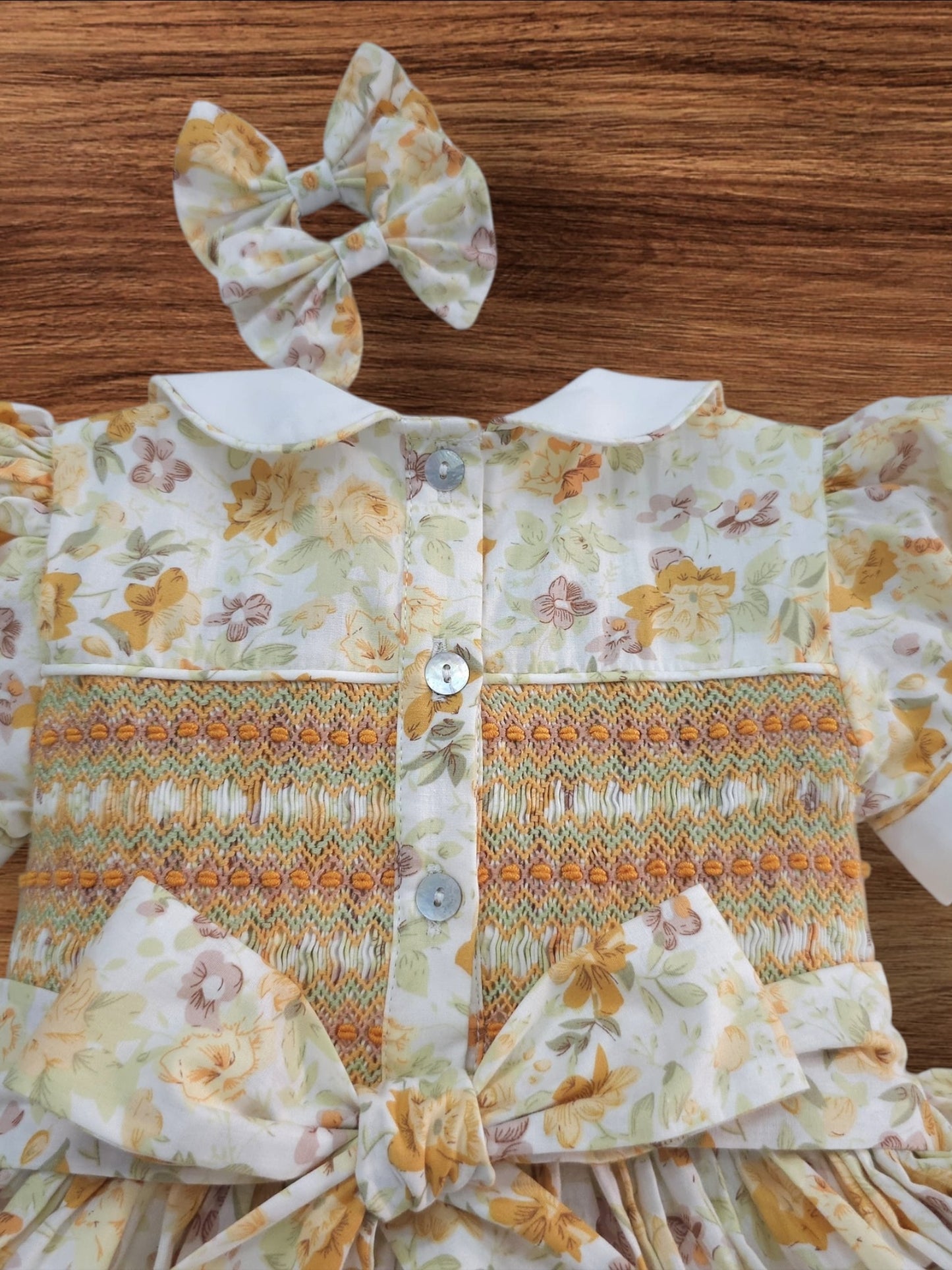 Autumn floral smocked back and front