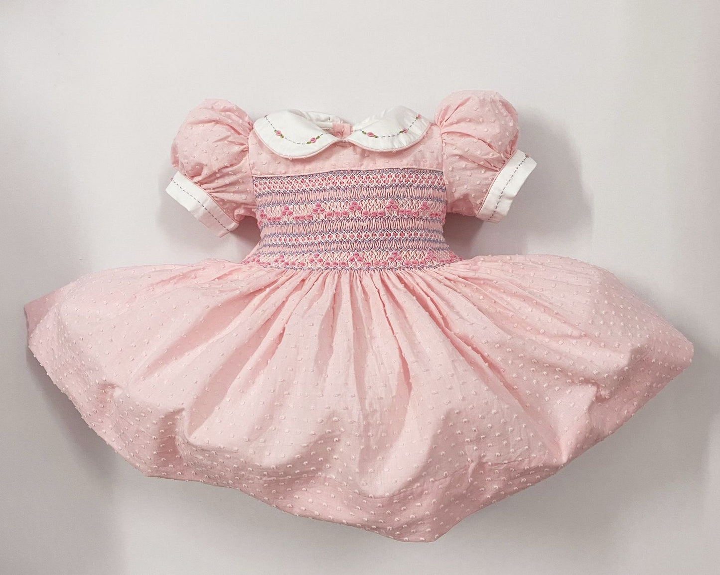 Pink Luxe Swiss dot smocked dress ( matching romper available)