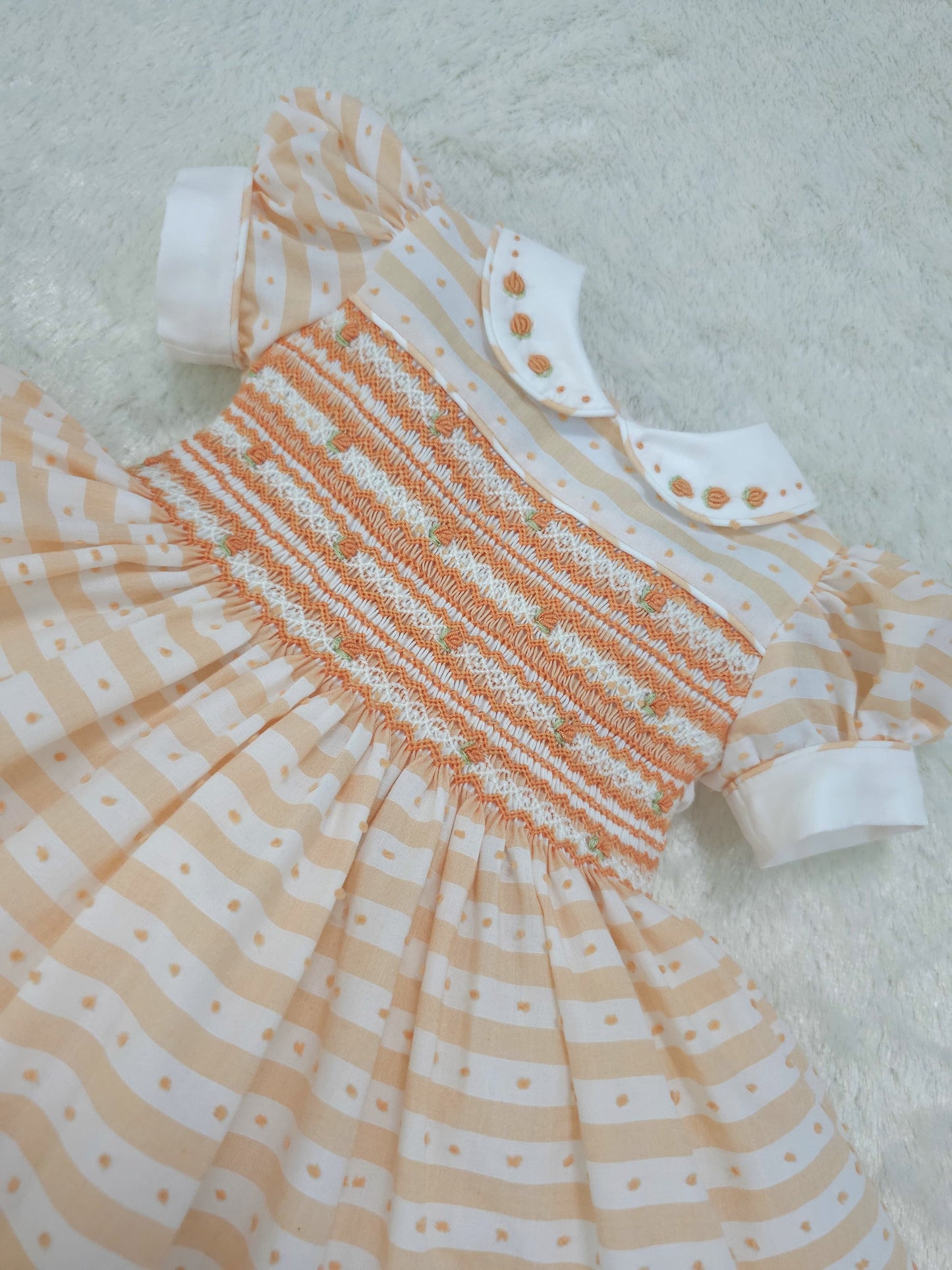 Orange stripe Swiss dot