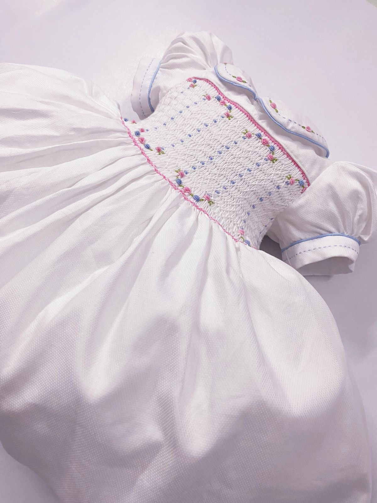 Luxe White smocked back and front