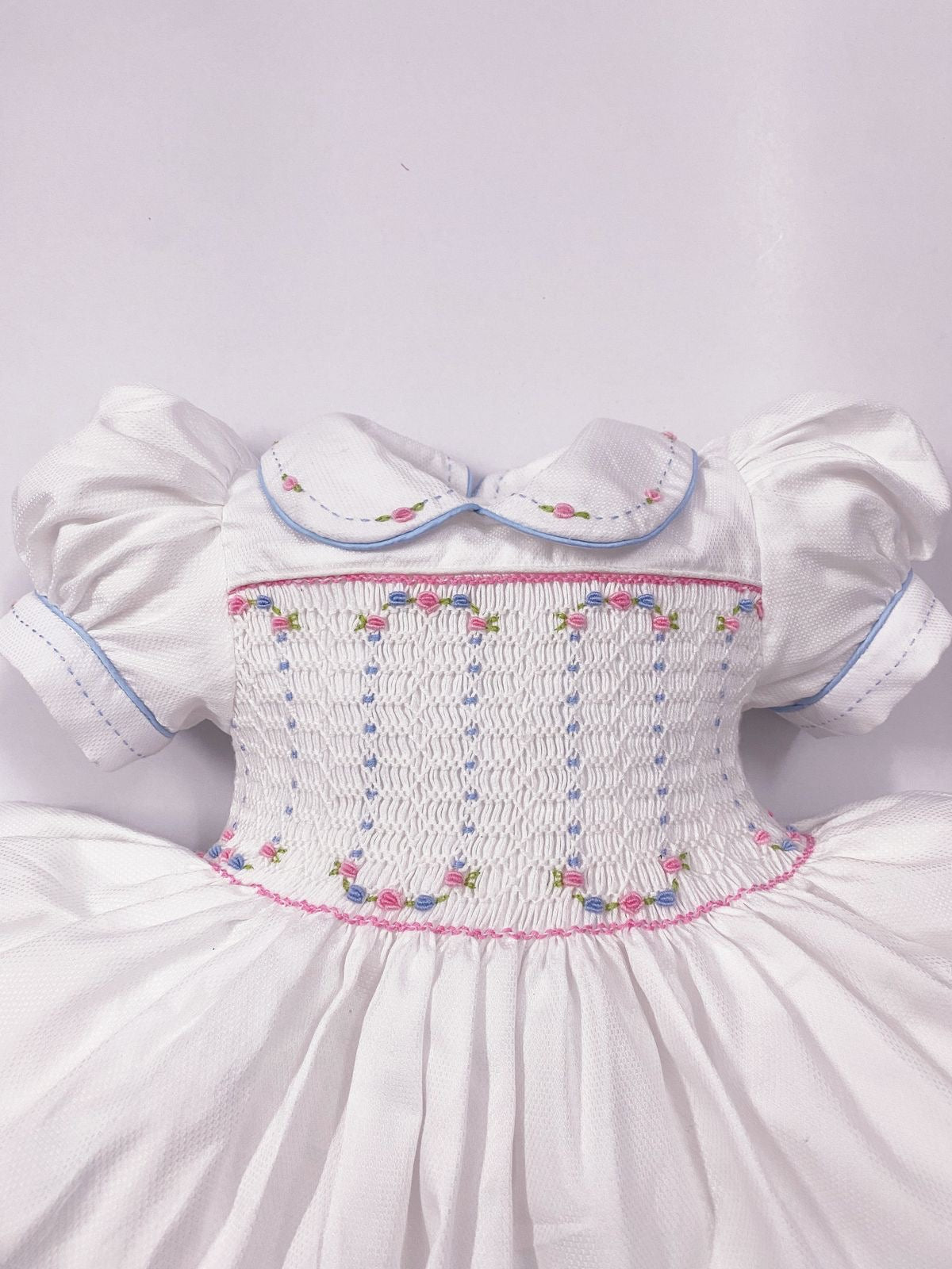 Luxe White smocked back and front