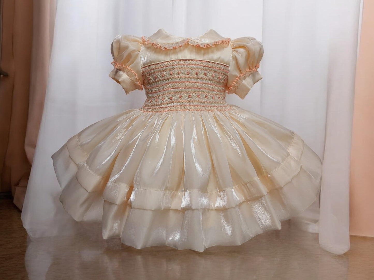 Peach Silk with Pearls