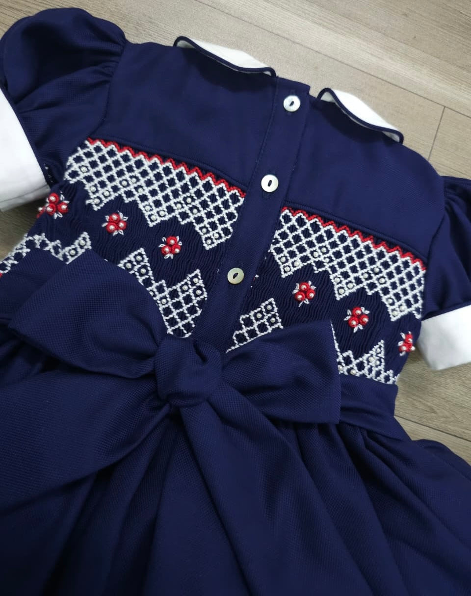 Navy and red smocked back and front ( got matching boys suit ) PRE ORDER HERE IN 2-3 WEEKS