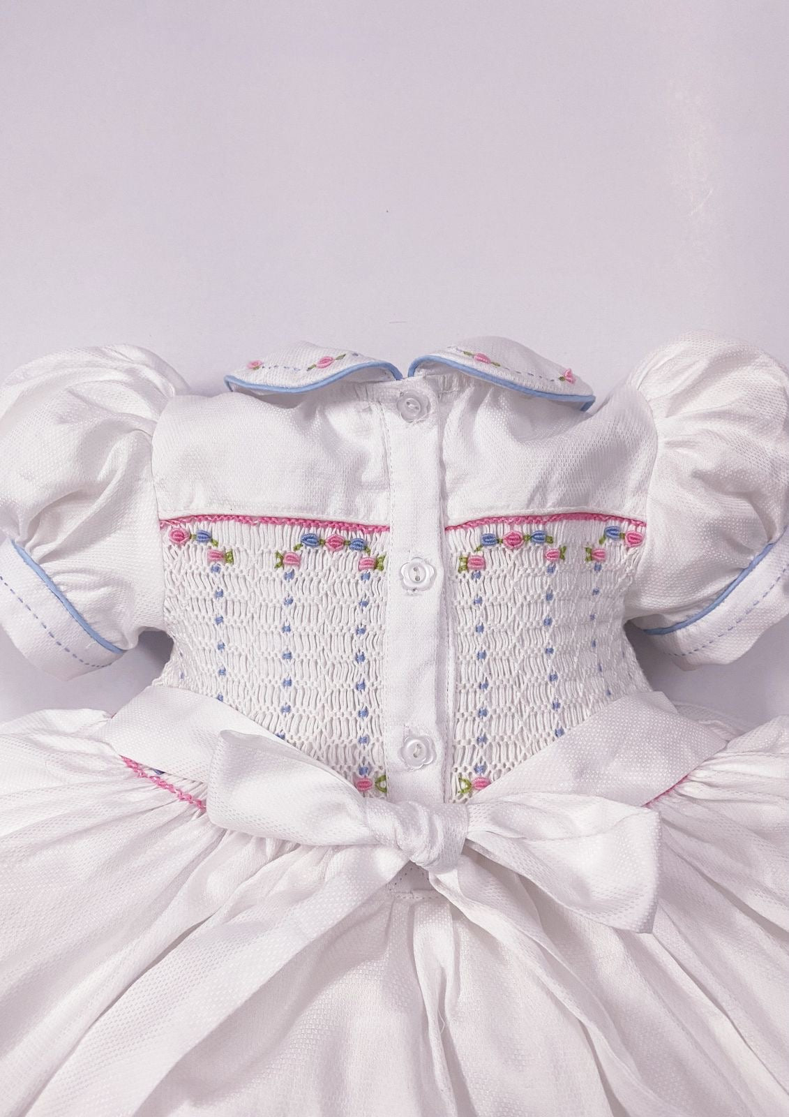 Luxe White smocked back and front