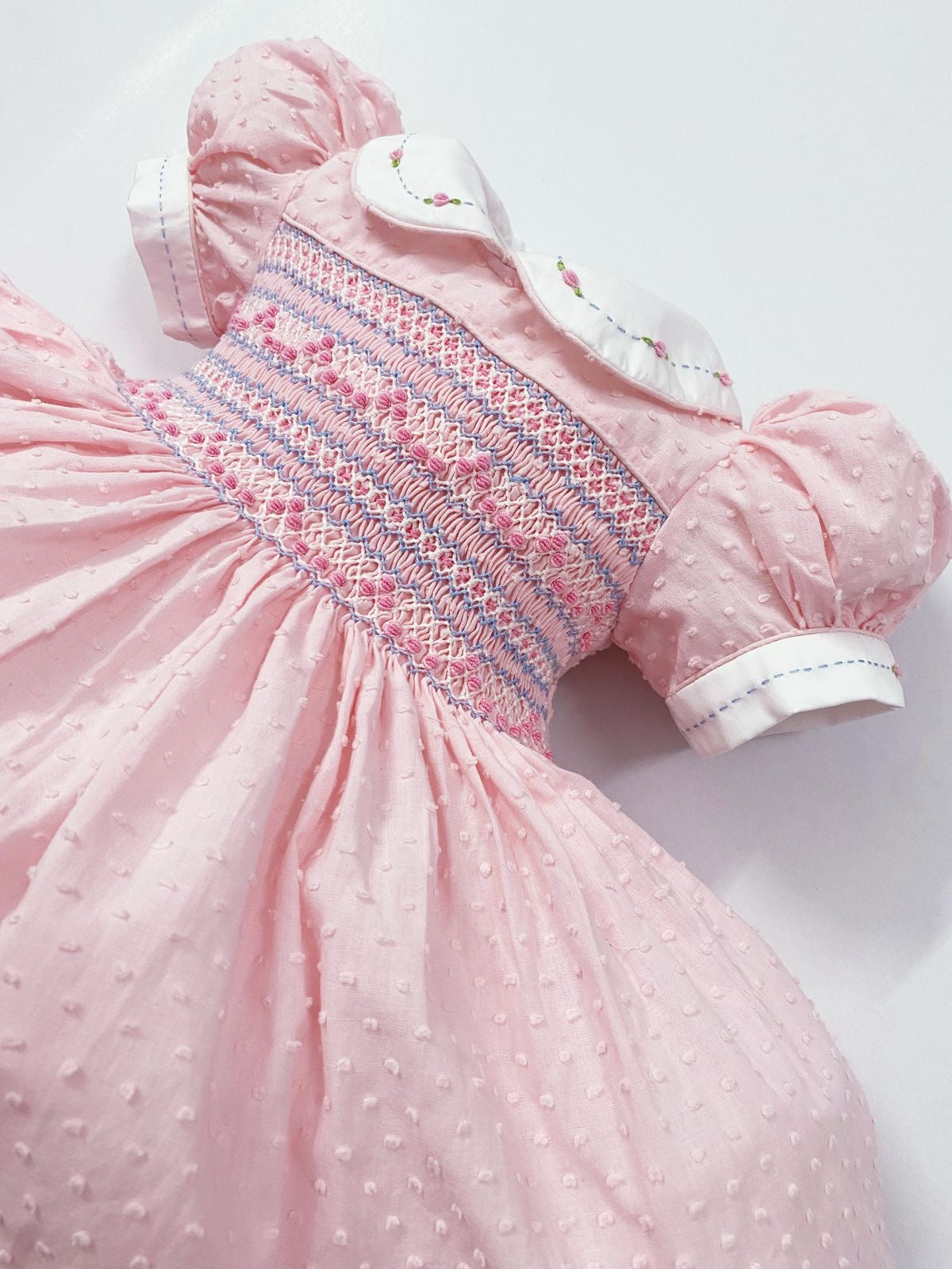 Pink Luxe Swiss dot smocked dress ( matching romper available)