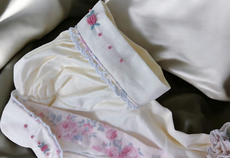 Girls floral romper with smocked waistband and cream shirt ( got matching dress available?