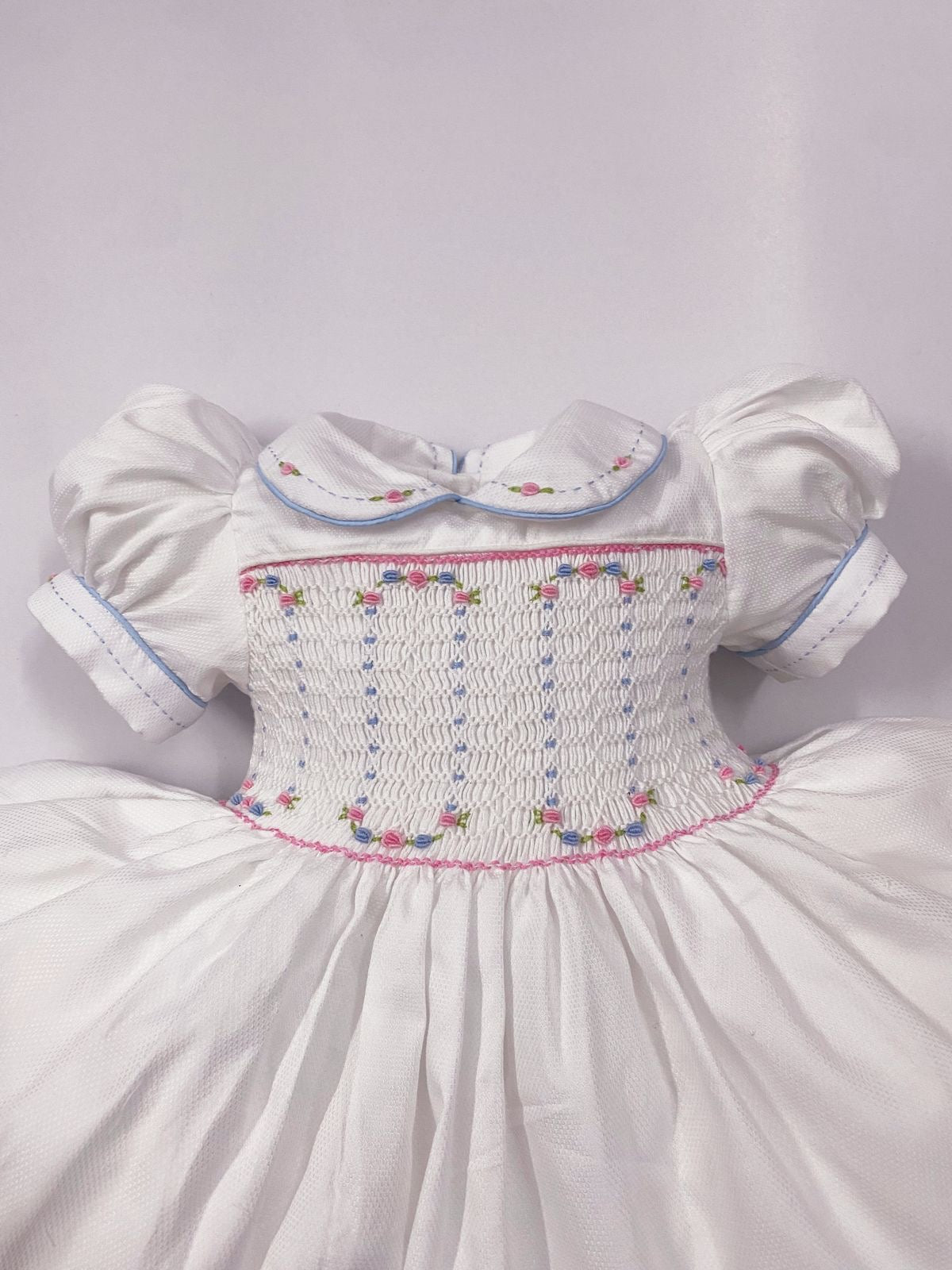 Luxe White smocked back and front