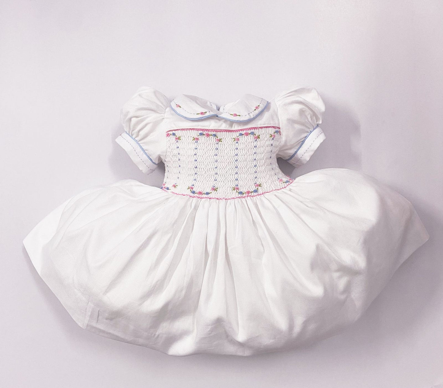 Luxe White smocked back and front