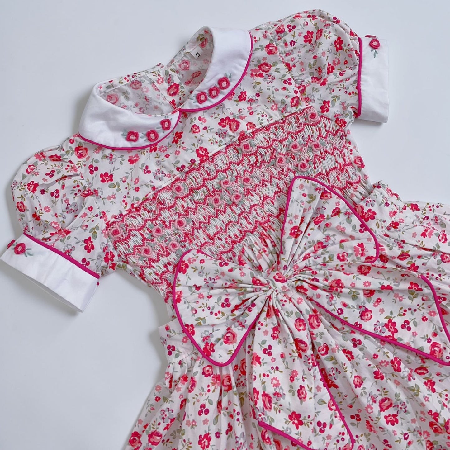Floral Rose smocked skirt romper