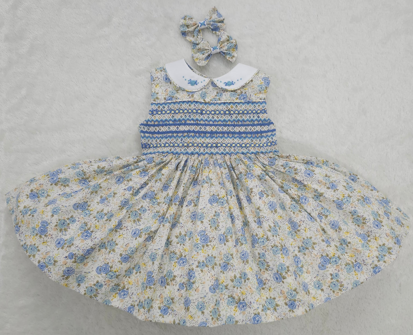Blue floral sleeveless dress