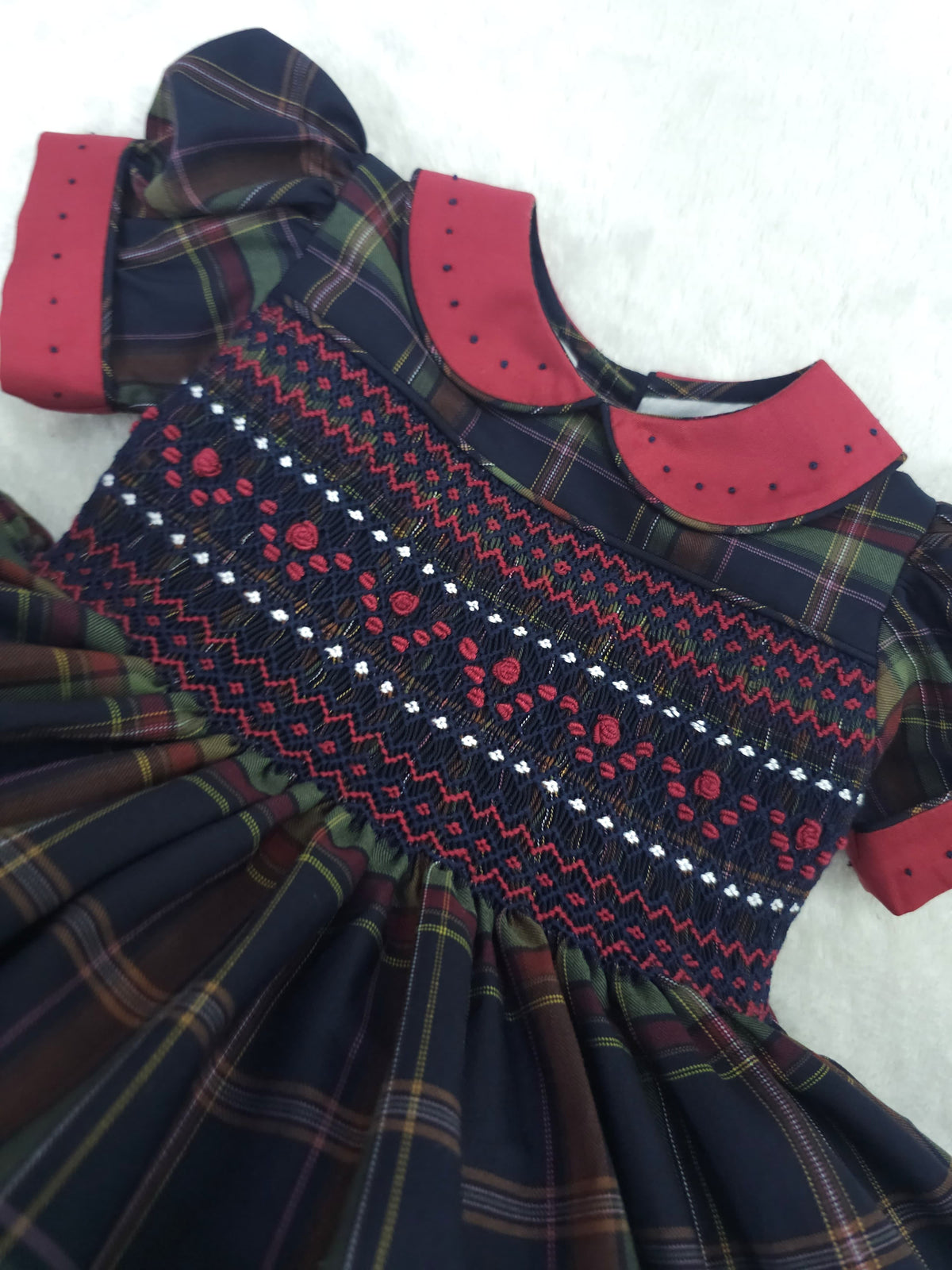 Girls' Traditional Tartan Hand-Smocked Dress