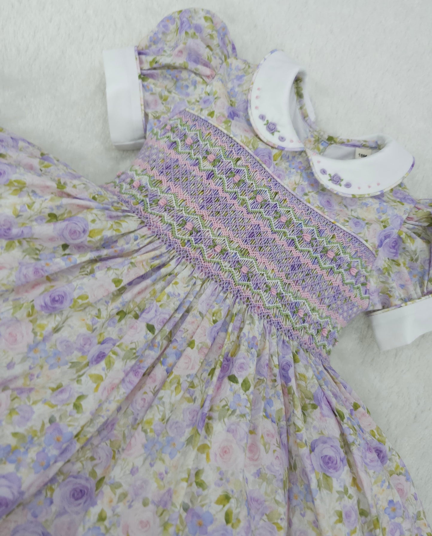 Floral lilac & pink smocked back and front ( got matching romper available )
