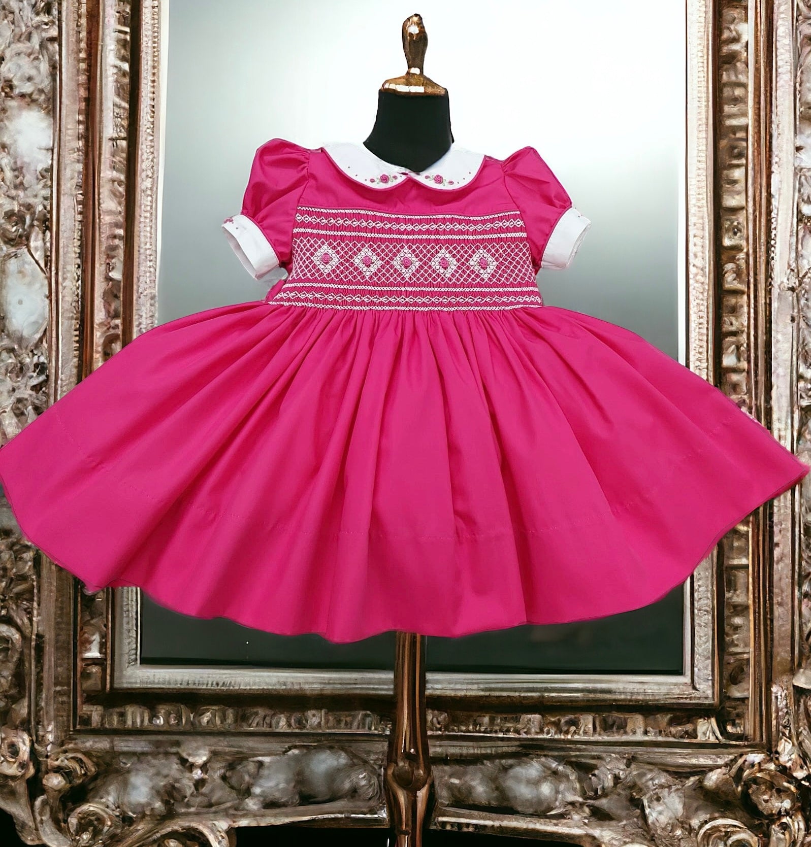 Barbie Hot Pink Smocked Dress Baby Jones Barbie Hot Pink Smocked Dress Baby Jones