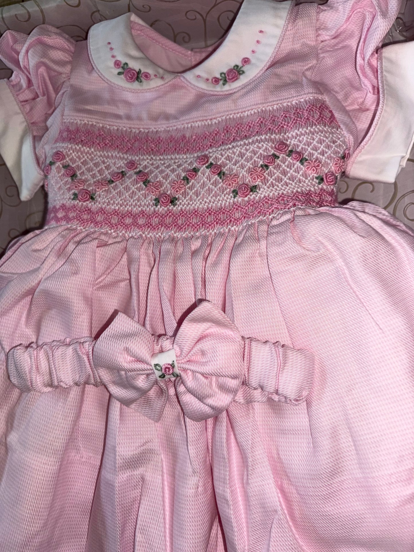 Pink smocked dress