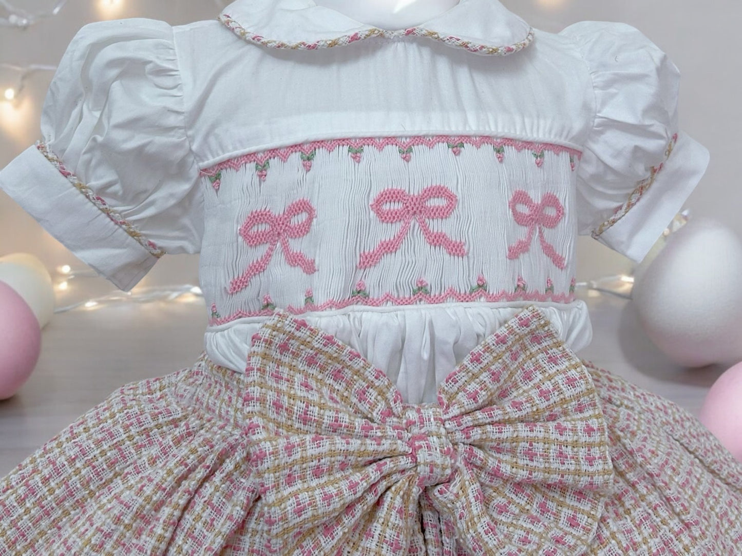 Pink bow tweed skirt set ( matching baby romper available )