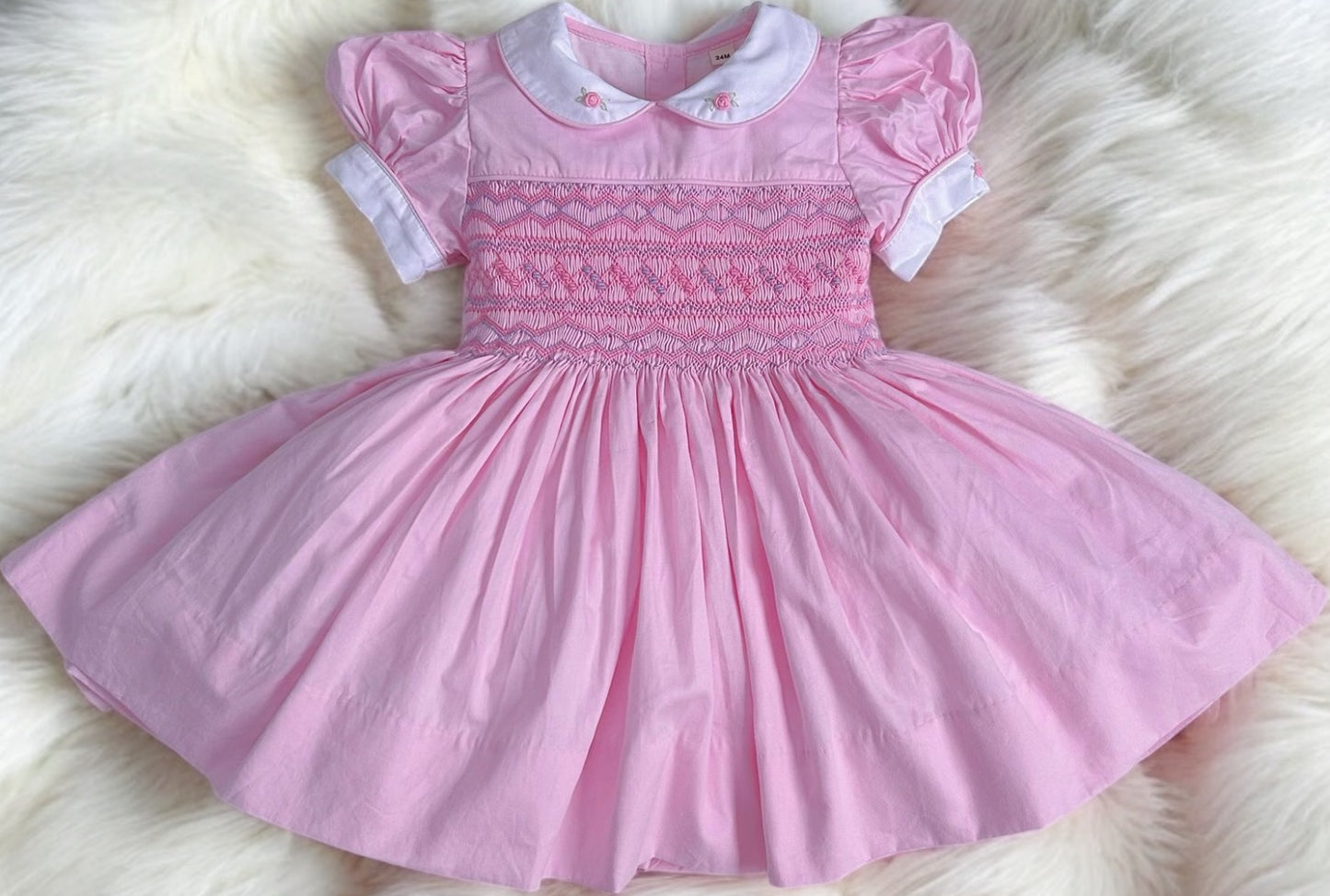 Pink smocked back and front