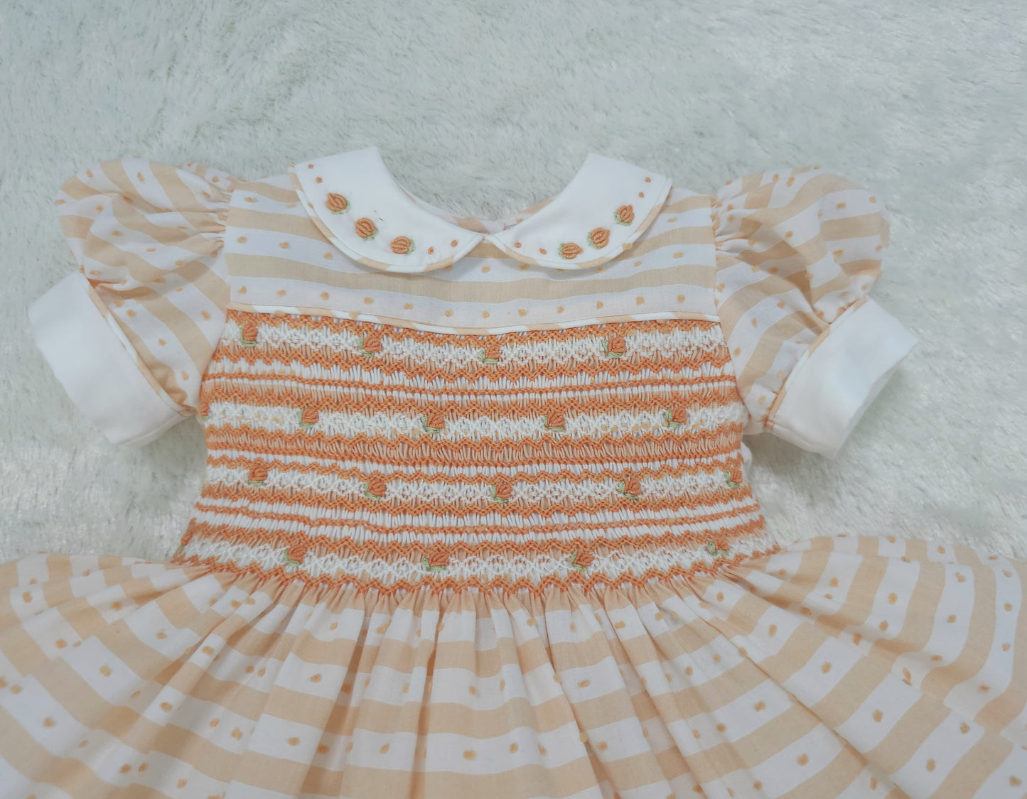 Orange stripe Swiss dot