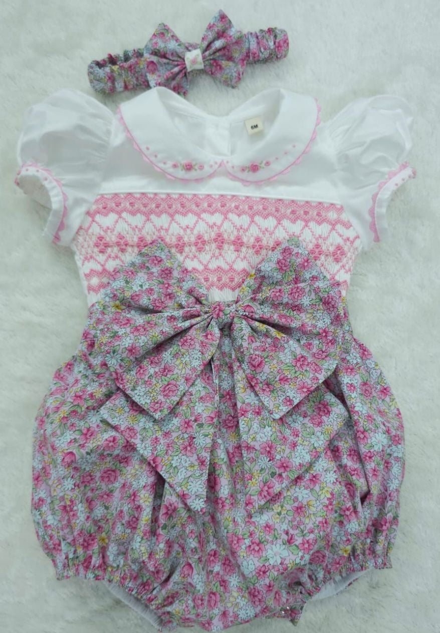 Floral smocked romper