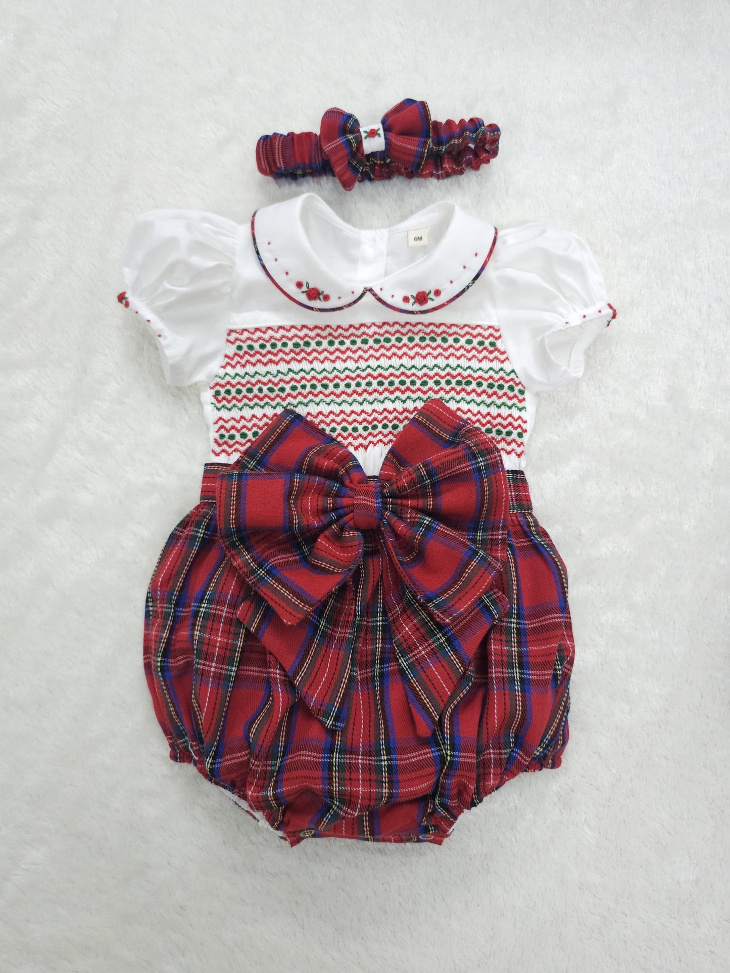 Tartan girls romper PRE ORDER HERE IN 2 WEEKS ( got matching boys suit available )