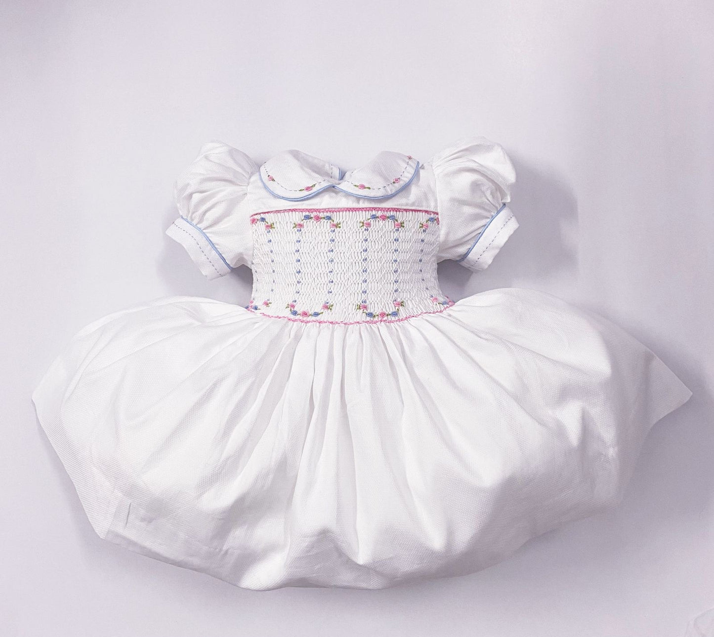Luxe White smocked back and front