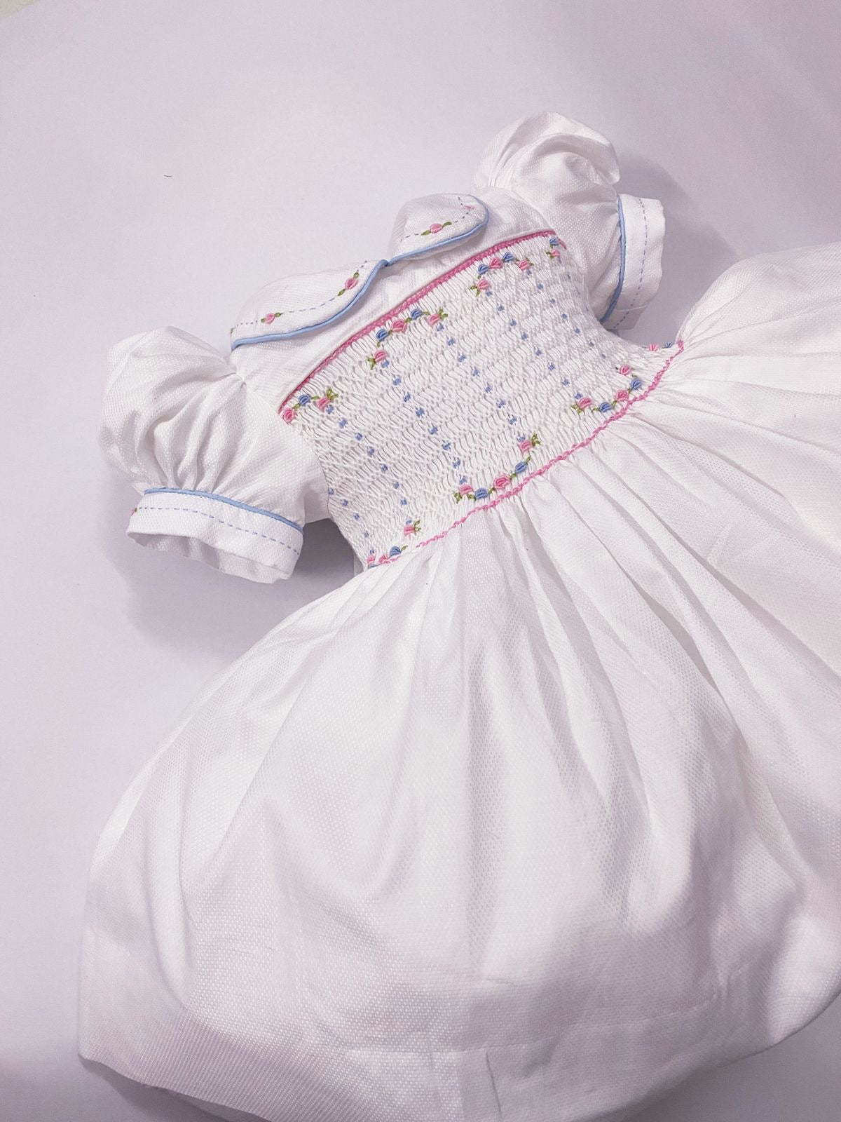 Luxe White smocked back and front