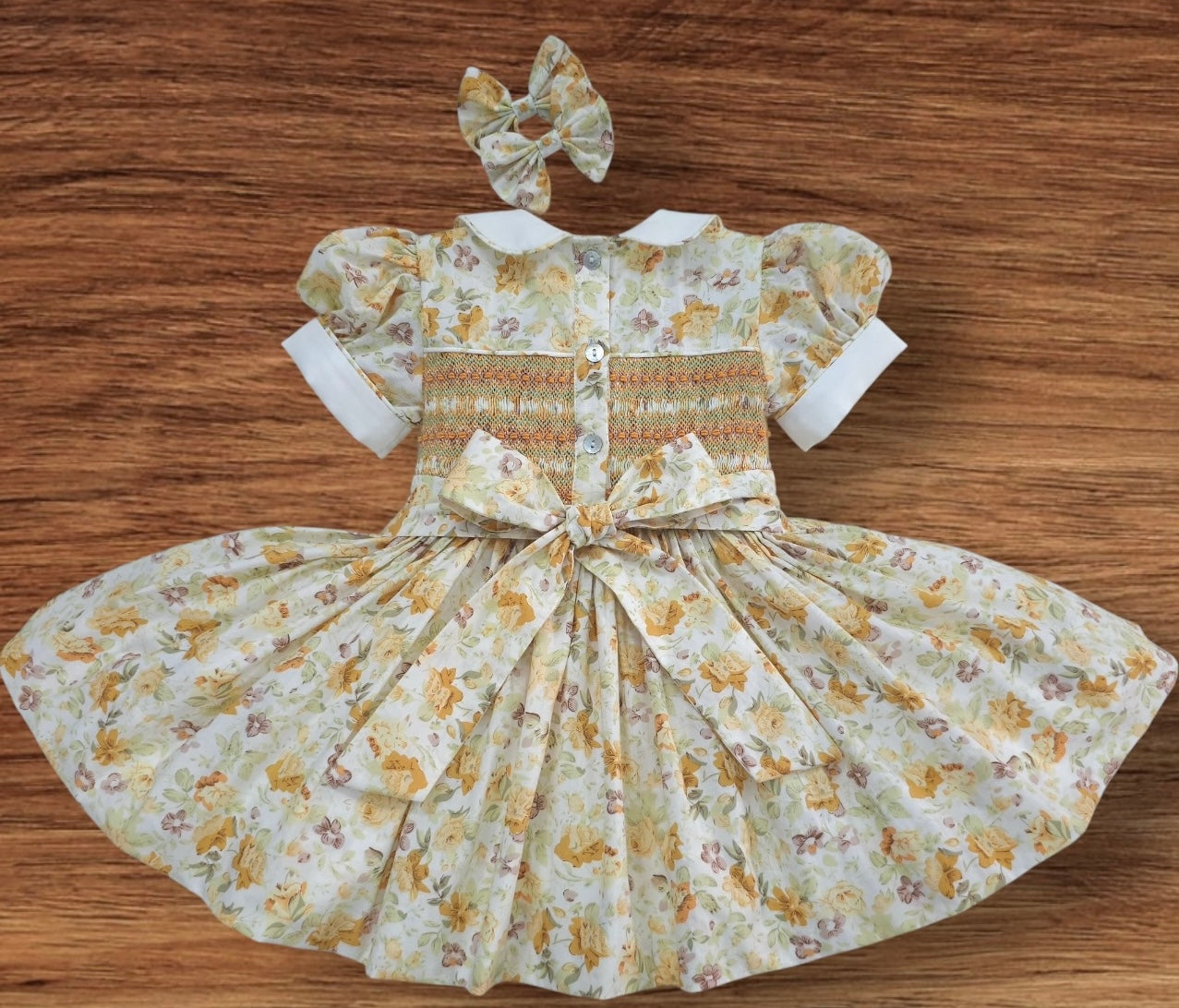 Autumn floral smocked back and front