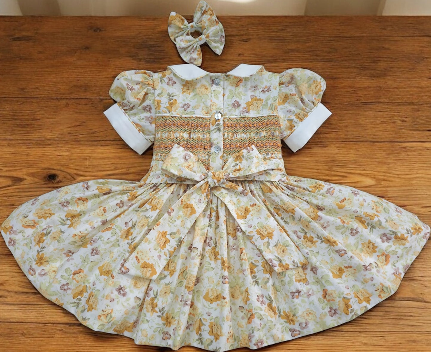 Autumn floral smocked back and front