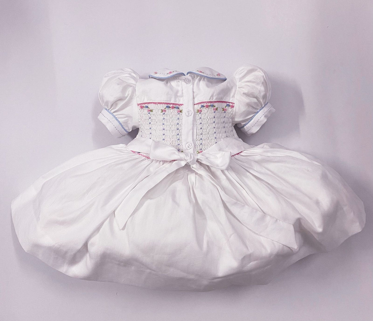 Luxe White smocked back and front