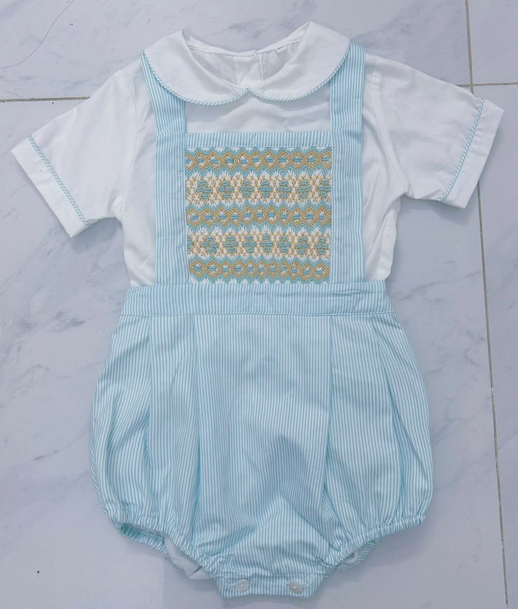 Blue stripe with gold boys suit ( got matching dress available )