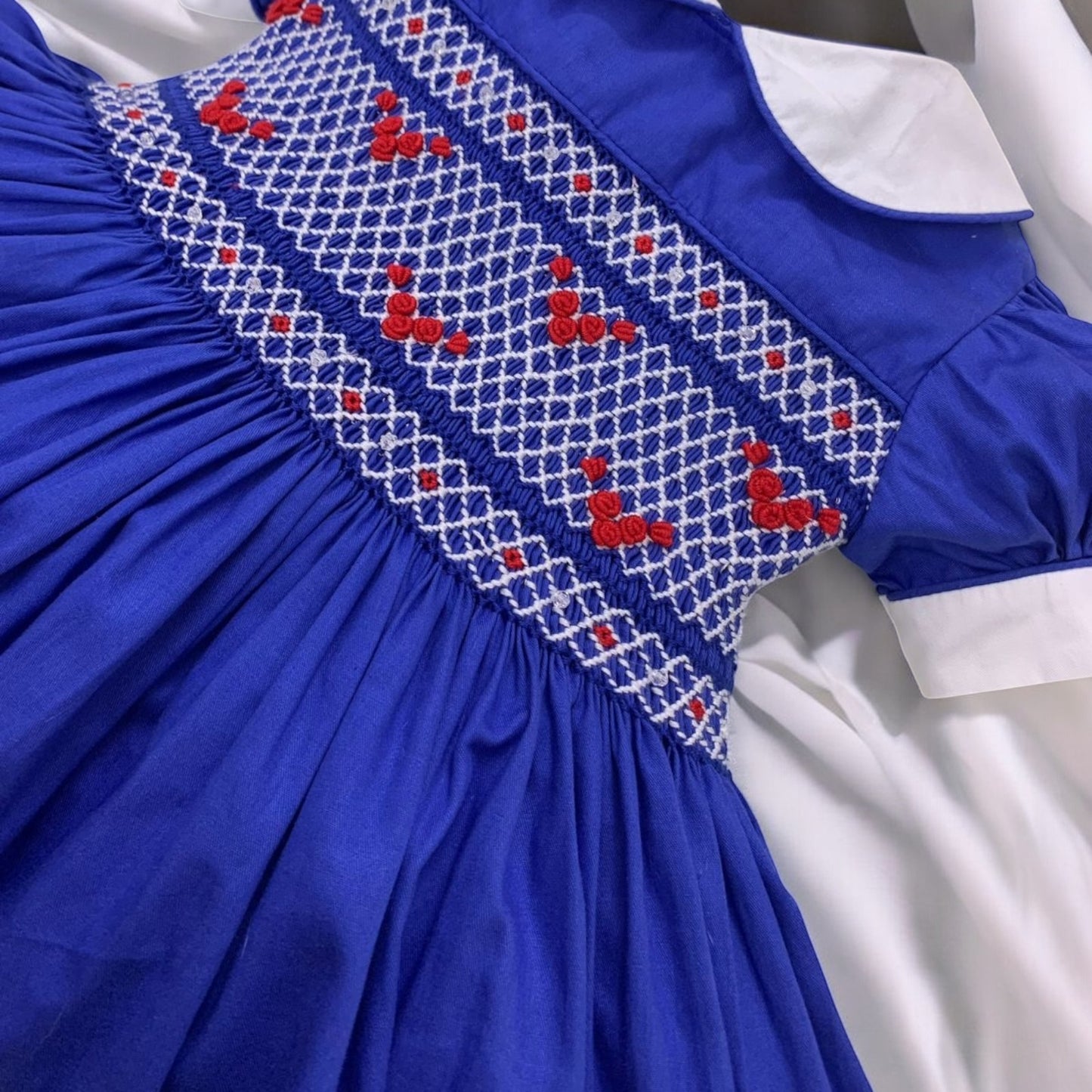 Royal blue with red and bead detailing - New Snow White dress