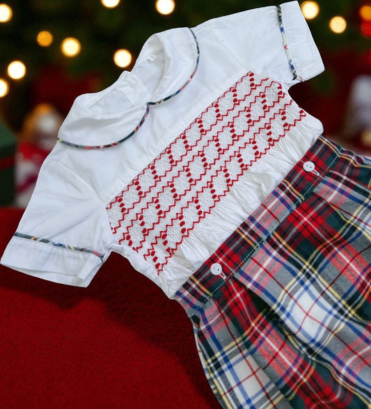 Tartan smocked boys suit ( got matching dress available )