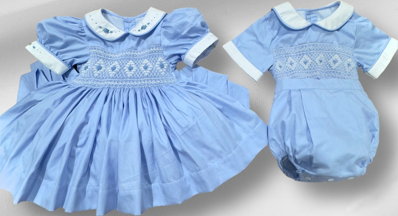Baby blue smocked boys suit ( got matching dress available )