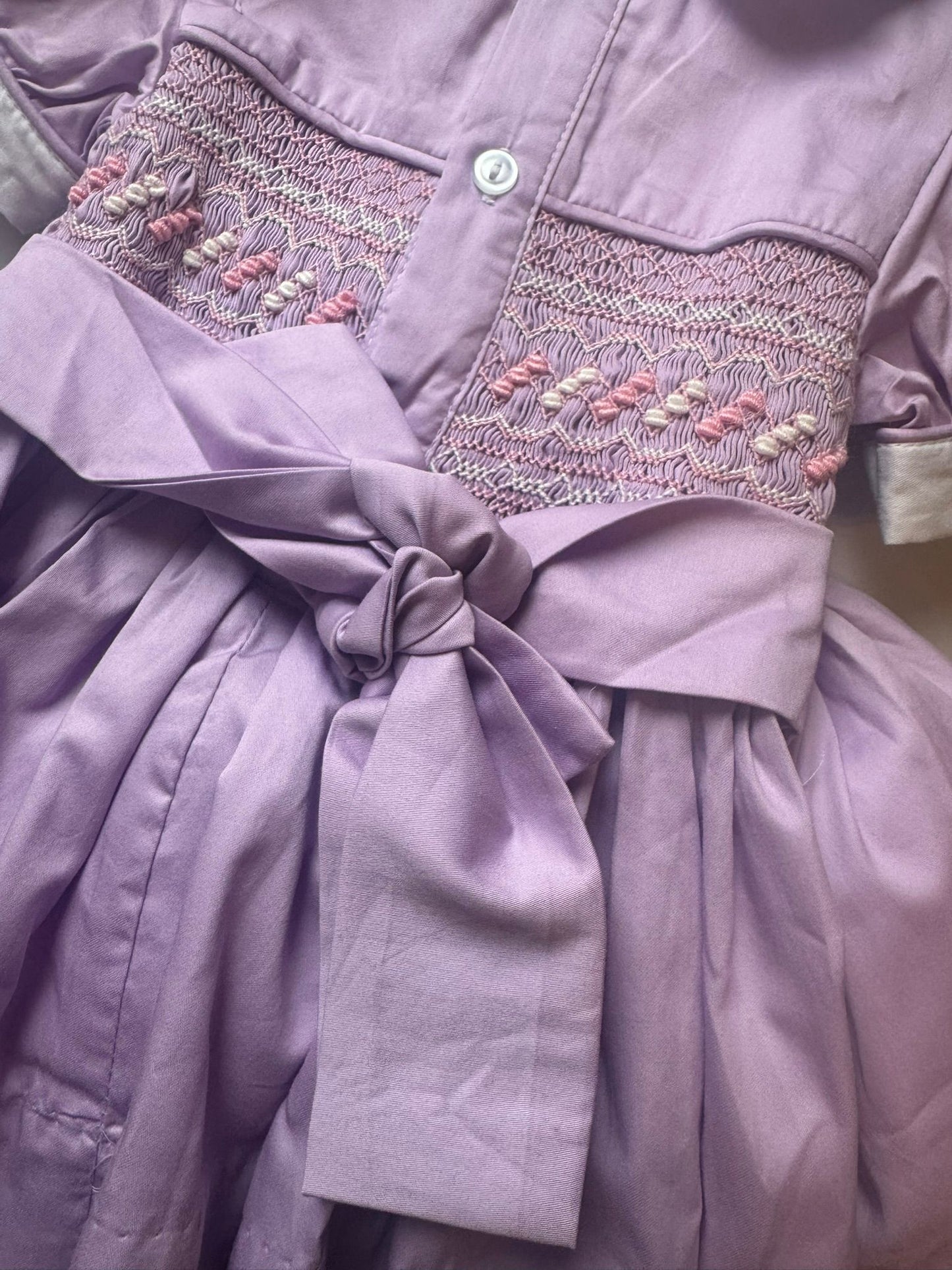 Lilac with pink smocked back and front