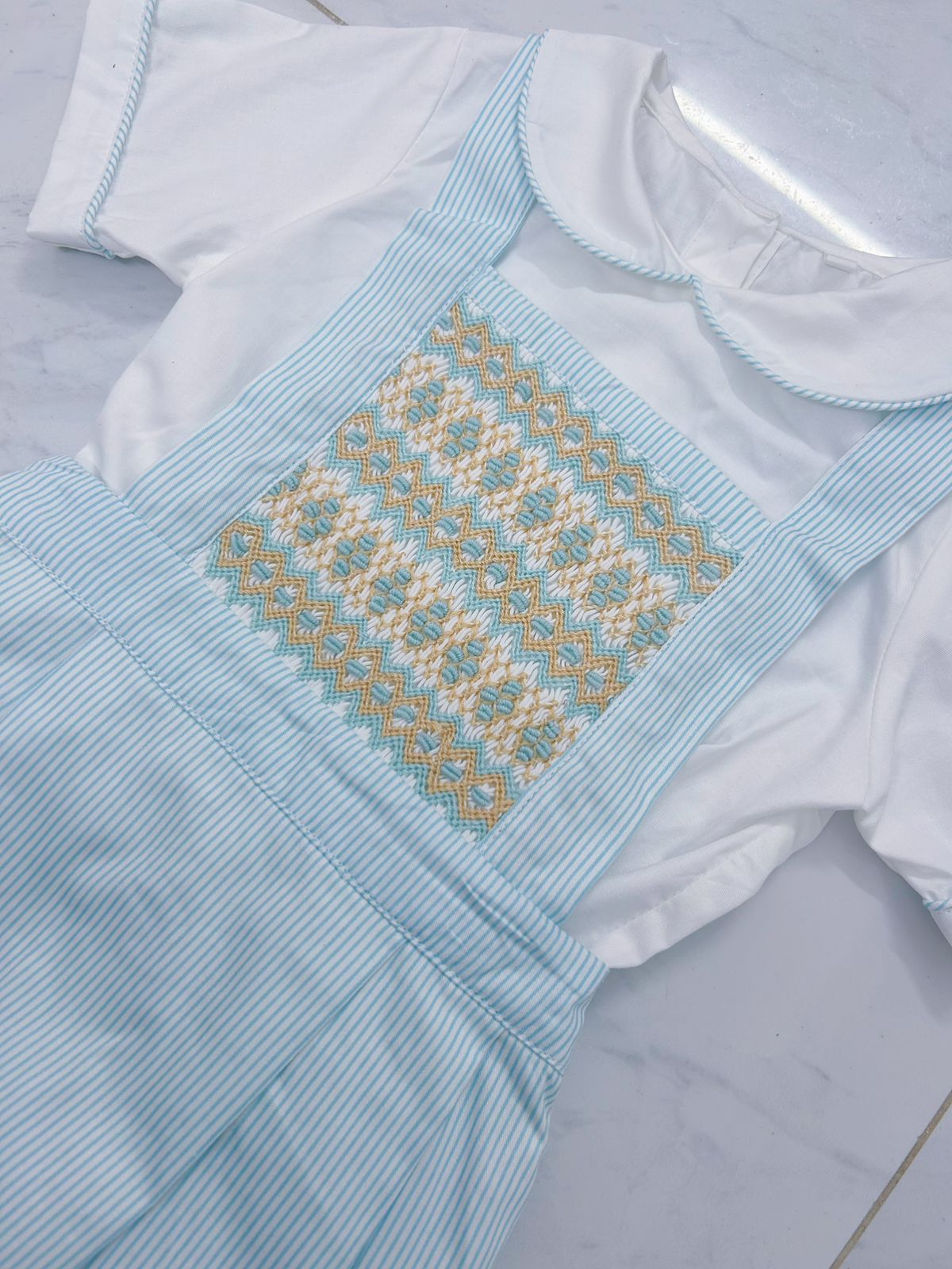 Blue stripe with gold boys suit ( got matching dress available )