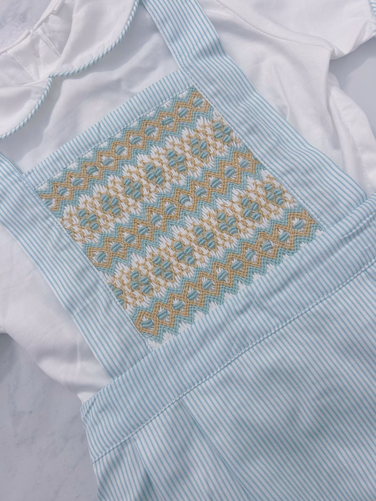Blue stripe with gold boys suit ( got matching dress available )