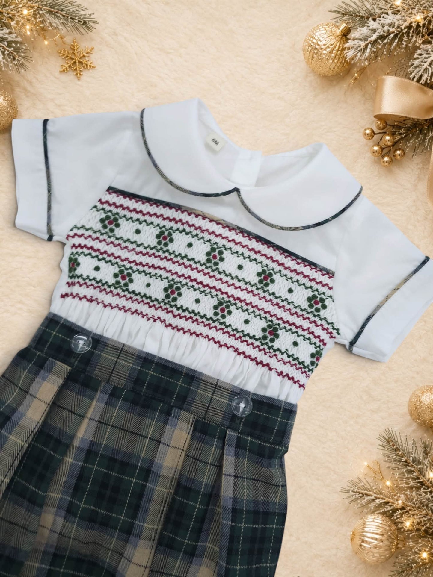 Tartan hand smocked boys suits