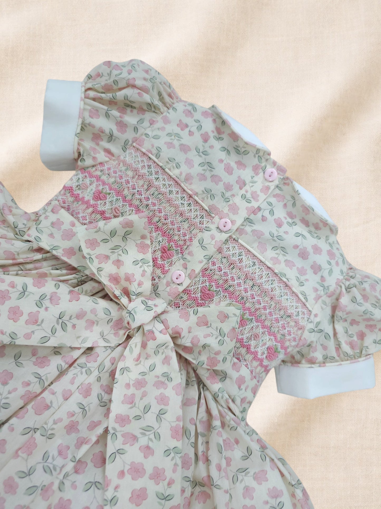 Soft Pink Vintage Style Hand-Smocked Back & Front Dress (Pre Order)