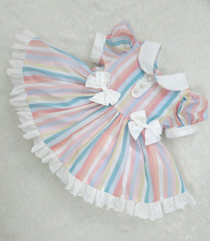 Pastel Stripe Bow Dress