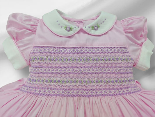 Roze met lila smockwerk
