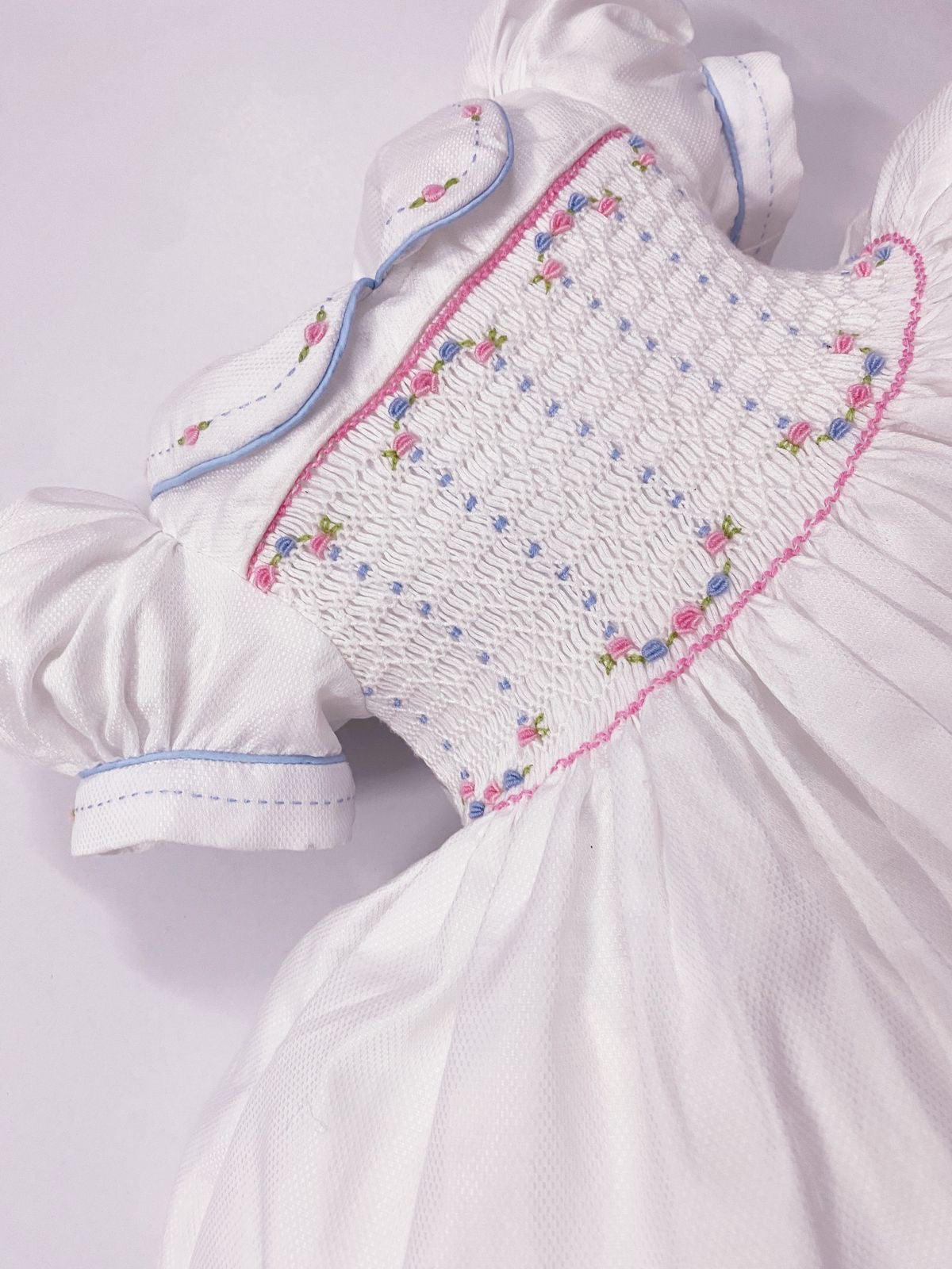 Luxe White smocked back and front