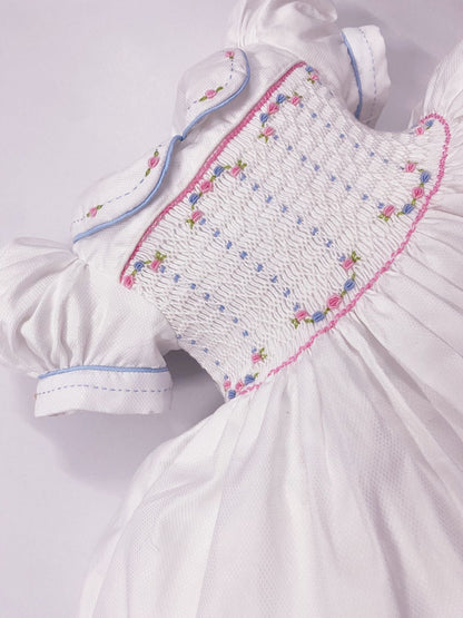Luxe White smocked back and front