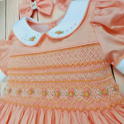 Peach smocked back and front Dress