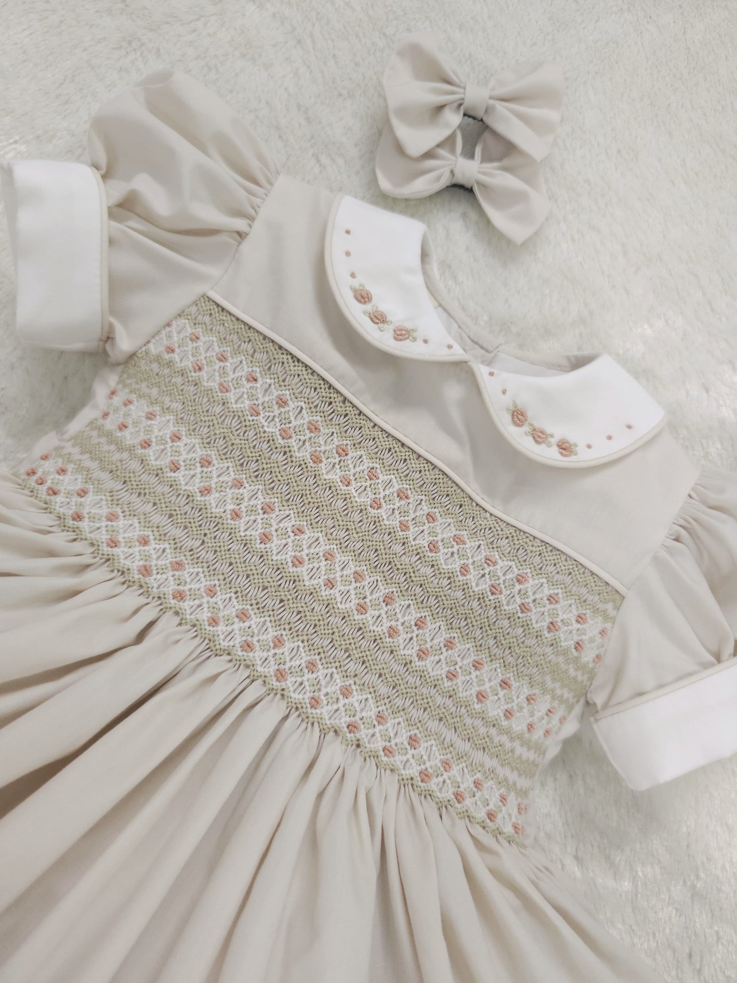 Champagne smocked dress